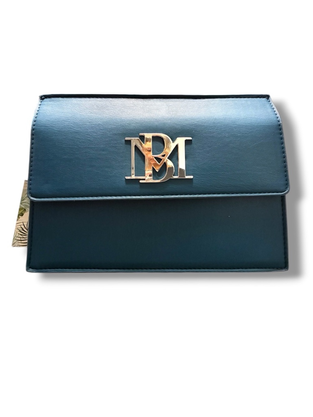 👜 Badgley Mischka Dark Green Vegan Leather Crossbody Clutch NWT